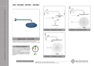Soffione a parete tondo con braccio doccia Eurorama - immagine 2