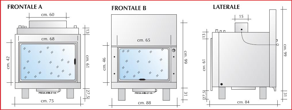 Misure Eta Kamini serie PSU Bifacciale